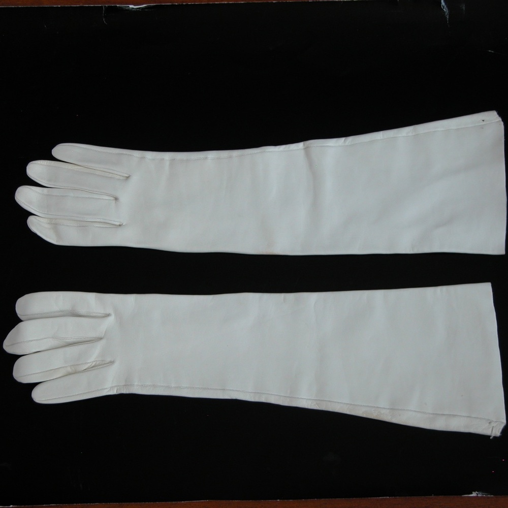 Buttery Soft Leather Vintage Gloves Off White Sz 7 - Picture 3 of 7